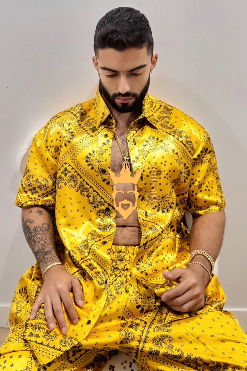 Men's Gold Silk Set - Elevate Your Wardrobe with Luxury Mulberry Silk - Free Shipping and Perfect Fit