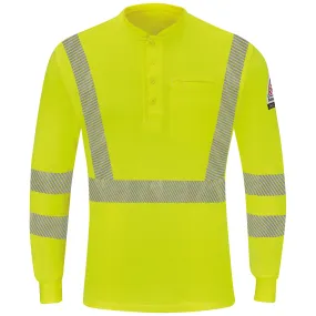 Men's Hi-Visibility Lightweight Long Sleeve Henley SML4 - Yellow/Green