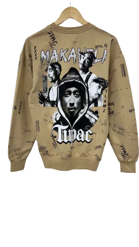 Men's Khaki 2pac Graphic Long Sleeves Sweatshirt Regular Fit