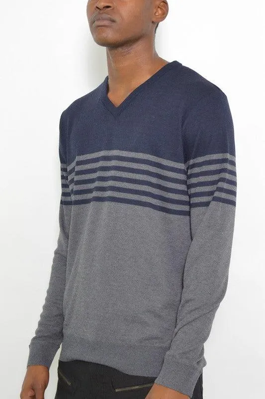 Mens Knit VNeck Pullover Sweater