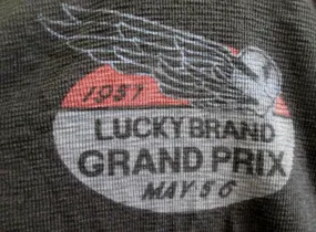 MENS Original California LUCKY BRAND GRAND PRIX Thermal Shirt GRAY XXL Crewneck