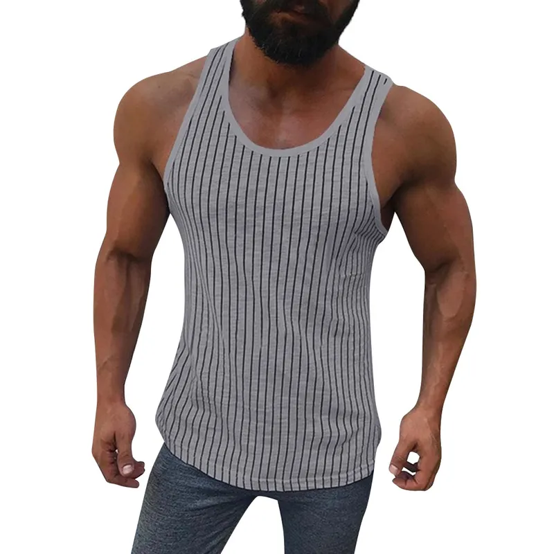 Men's Striped Bottom Sports Vest