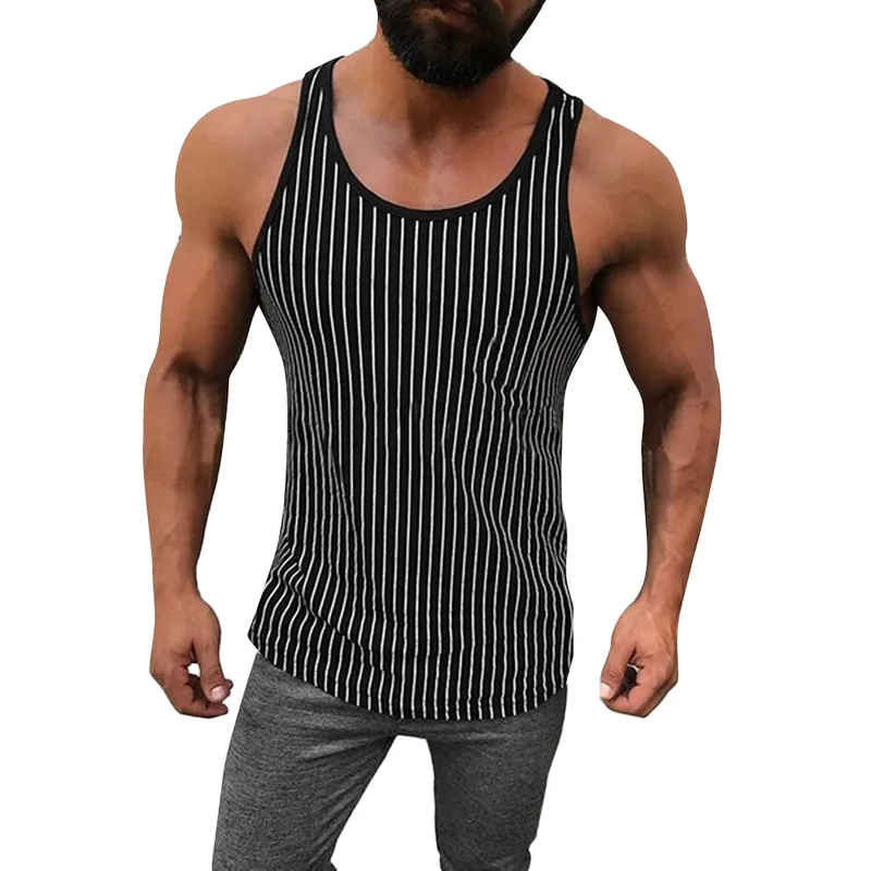 Men's Striped Bottom Sports Vest