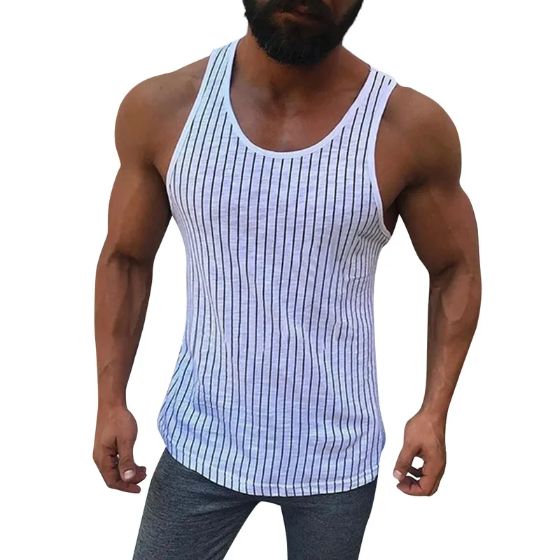 Men's Striped Bottom Sports Vest