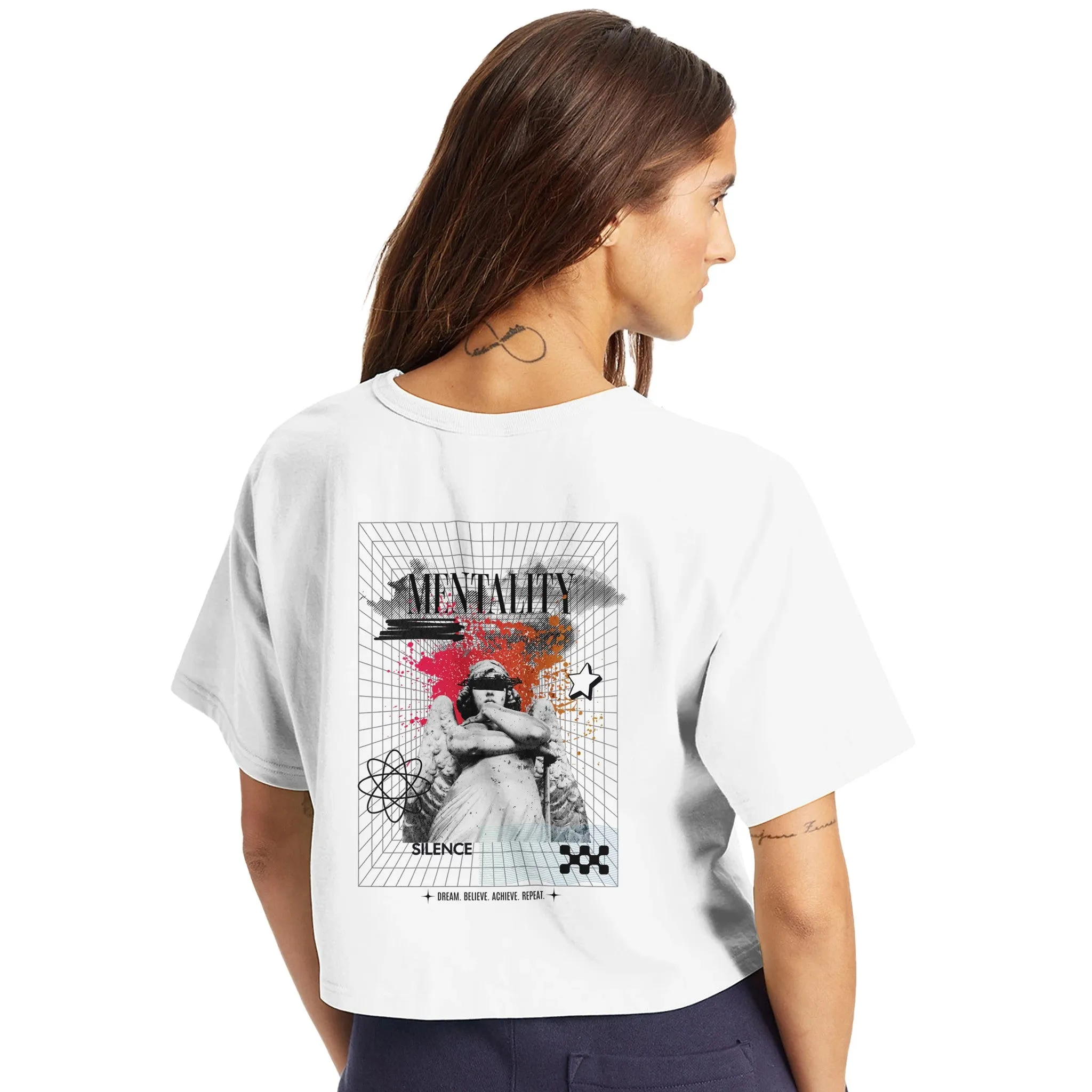 MENTALITY Y2K Women's Cropped Heritage Crewneck T-Shirt