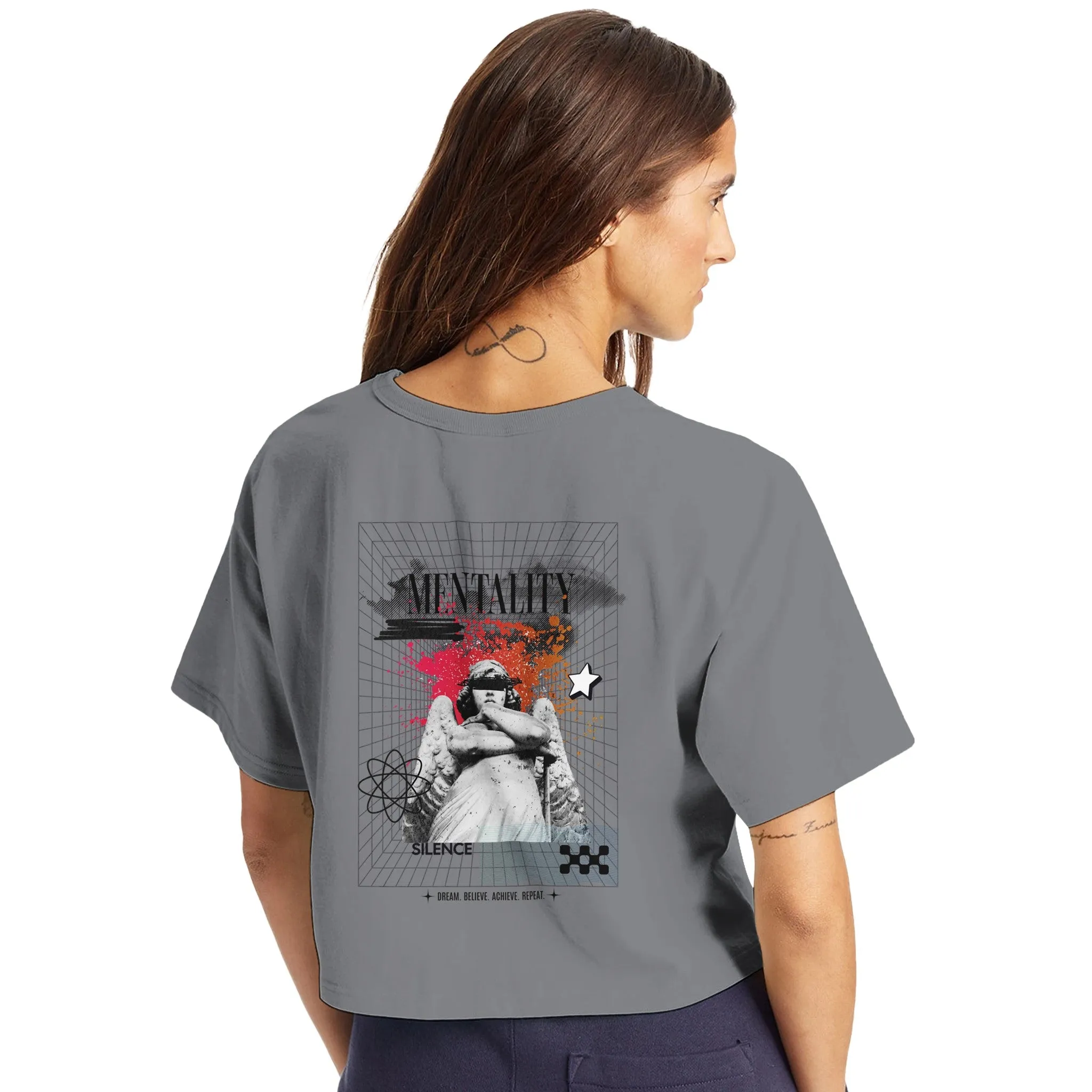 MENTALITY Y2K Women's Cropped Heritage Crewneck T-Shirt