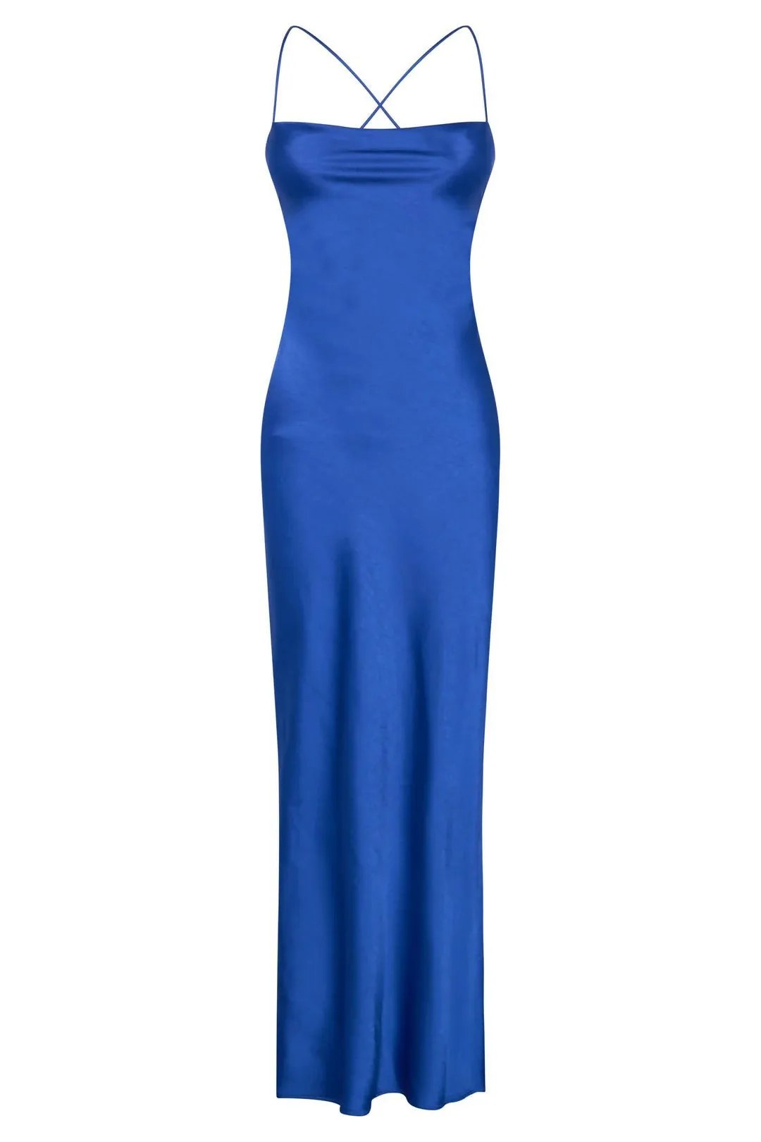 Meshki Sydney Straight Neck Slip Maxi Dress Cobalt Blue Size 8