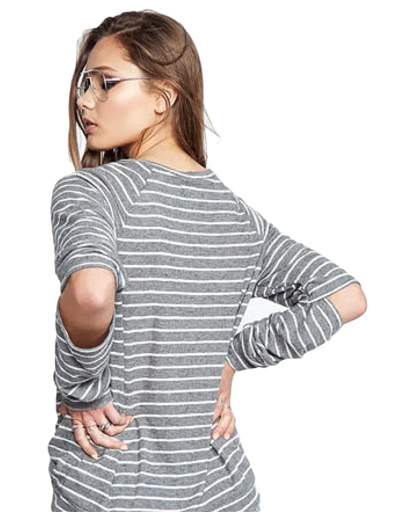 Michael Lauren Briggs Pullover in Grey Stripe