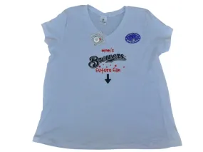 Milwaukee Brewers SAAG Women Maternity White Soft Cotton V-Neck T-Shirt