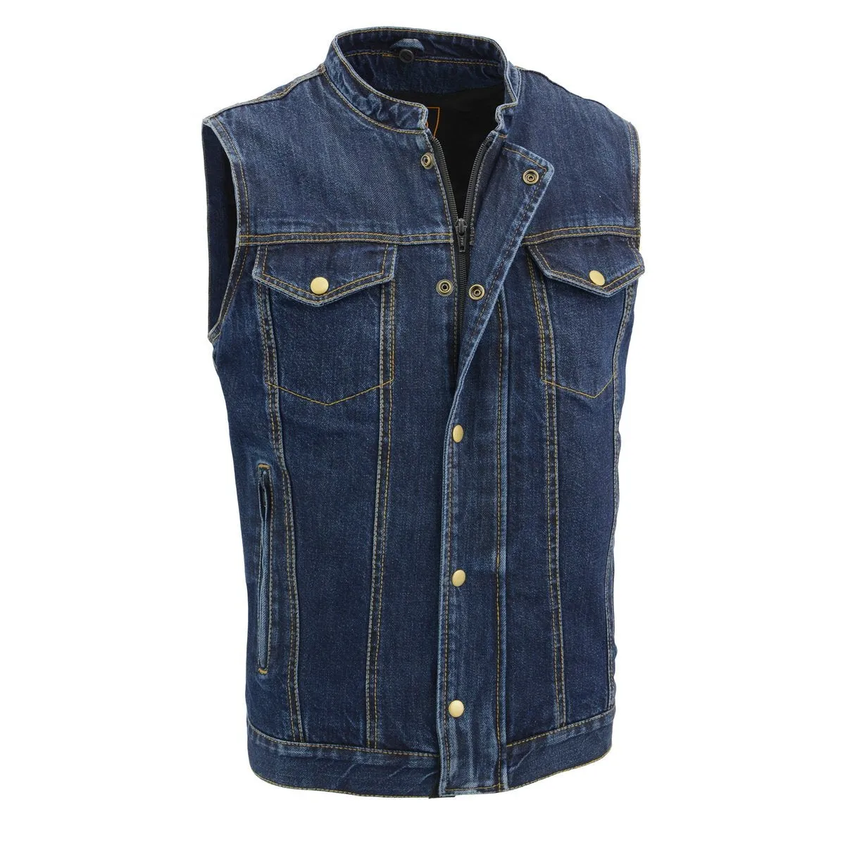 Milwaukee Leather MDM3020 Men's Blue Denim '5-in-1' Club Style Vest with Removable Hoodie