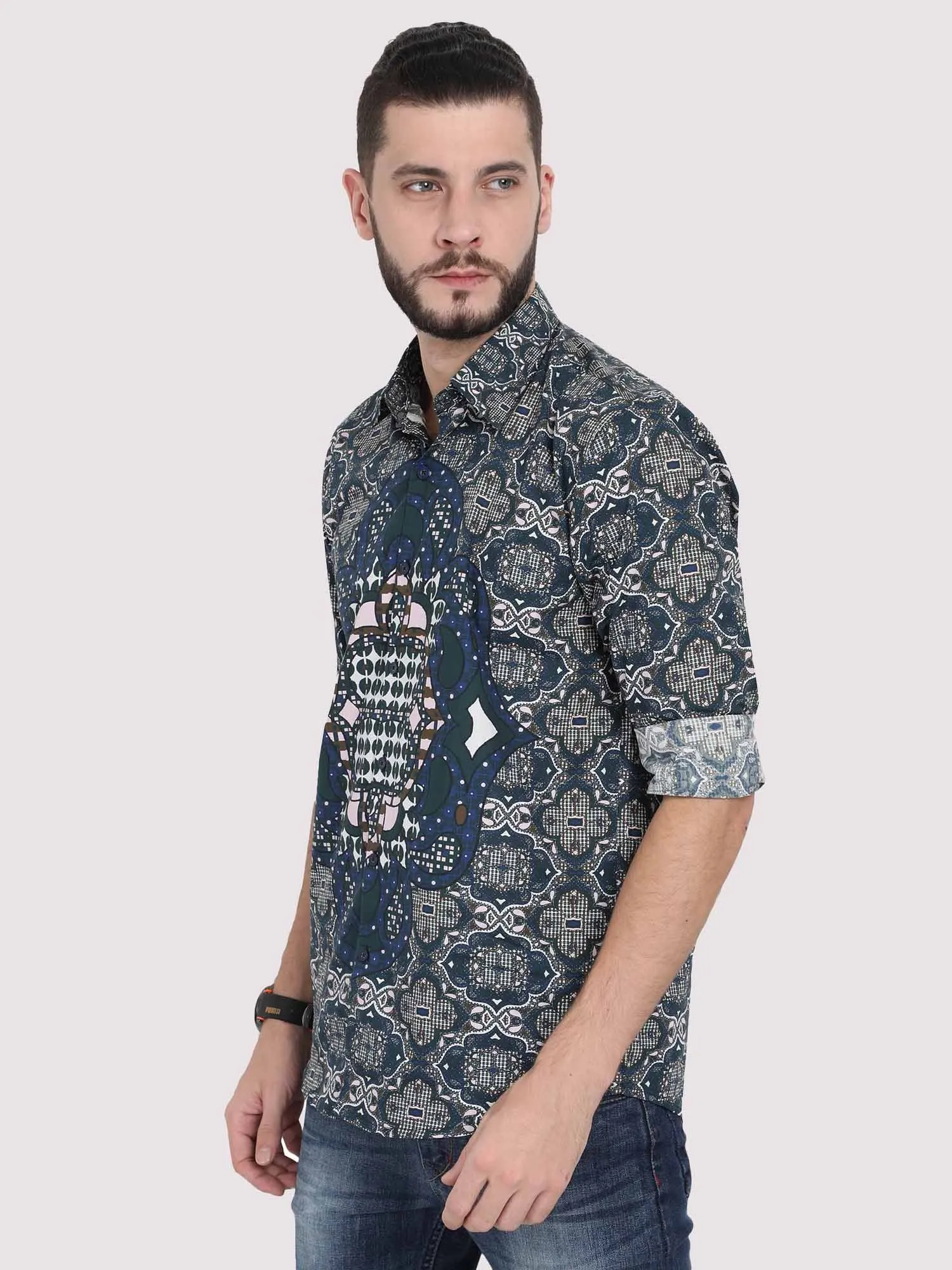 Modern Geometric Party Wear Shirt