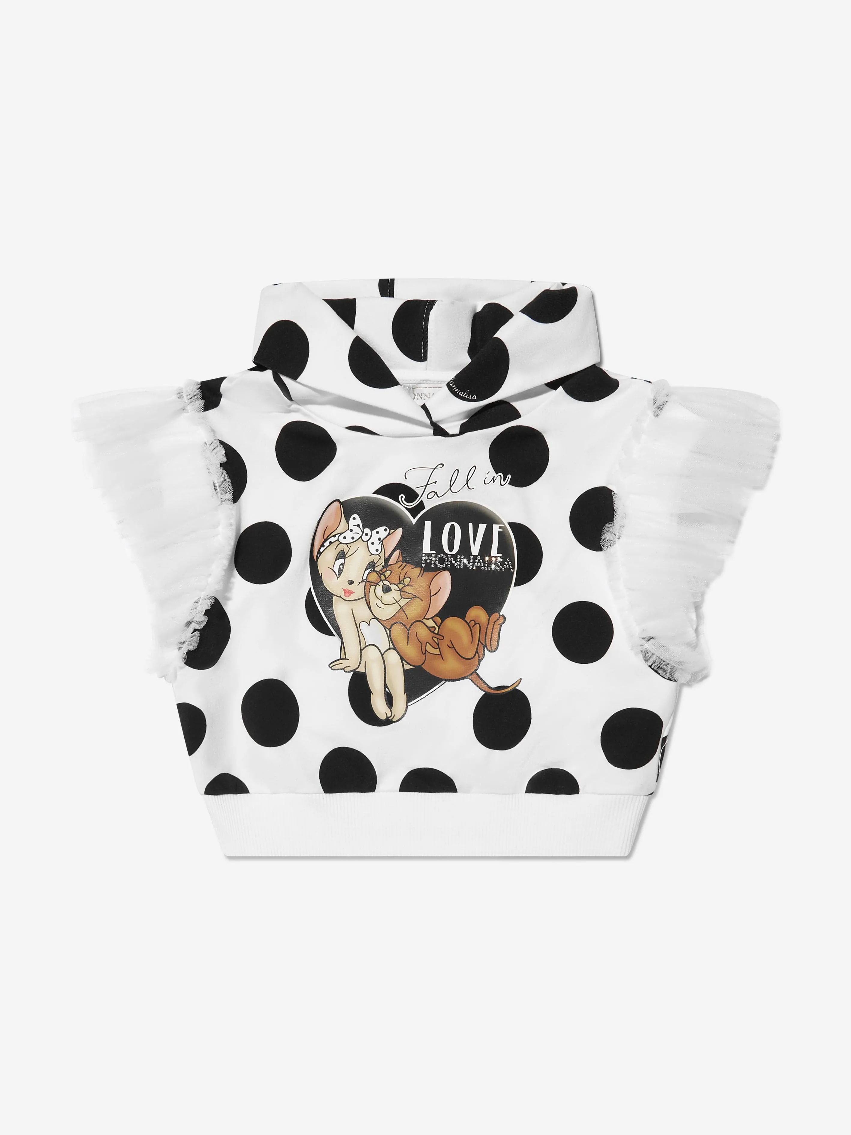 Monnalisa Girls Jerry And Cherie Polka Dot Hoodie in White