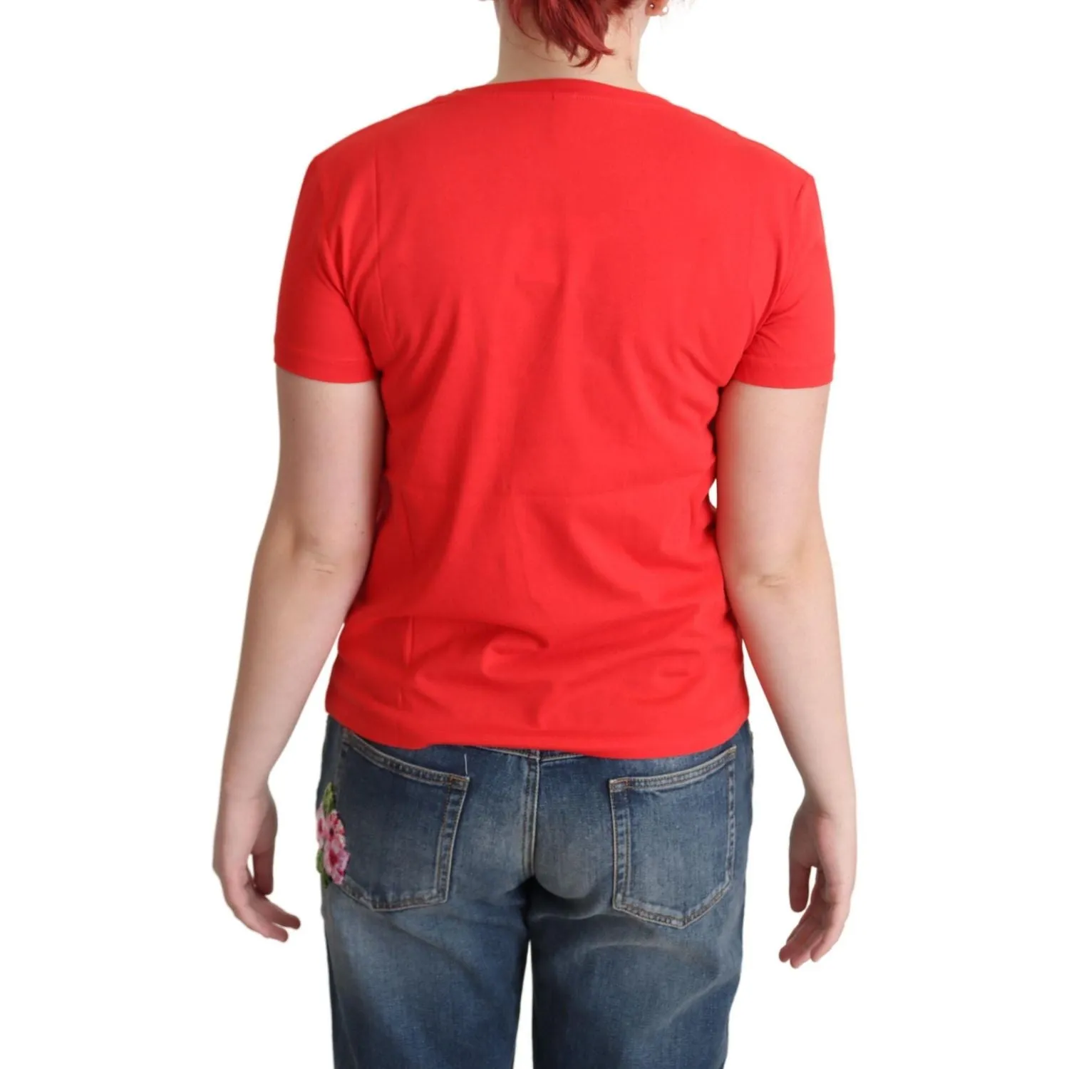 Moschino Chic Red Cotton Tee with Signature Print