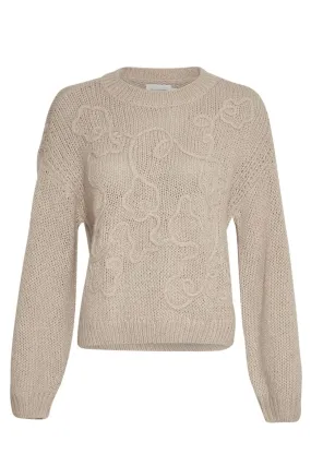 Moss Copenhagen - Mschdiella Heidi Pullover Emb - Oatmeal