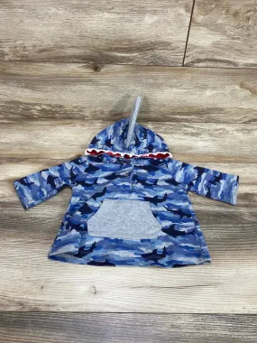 Mudpie Shark Hoodie Blue sz 12-18m