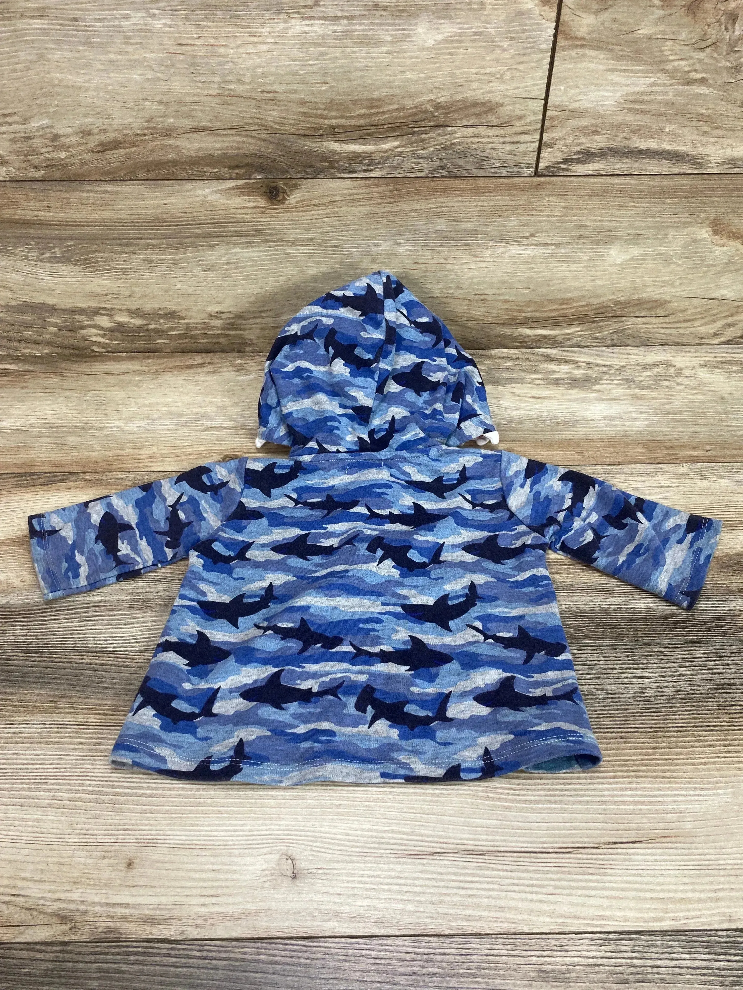 Mudpie Shark Hoodie Blue sz 12-18m