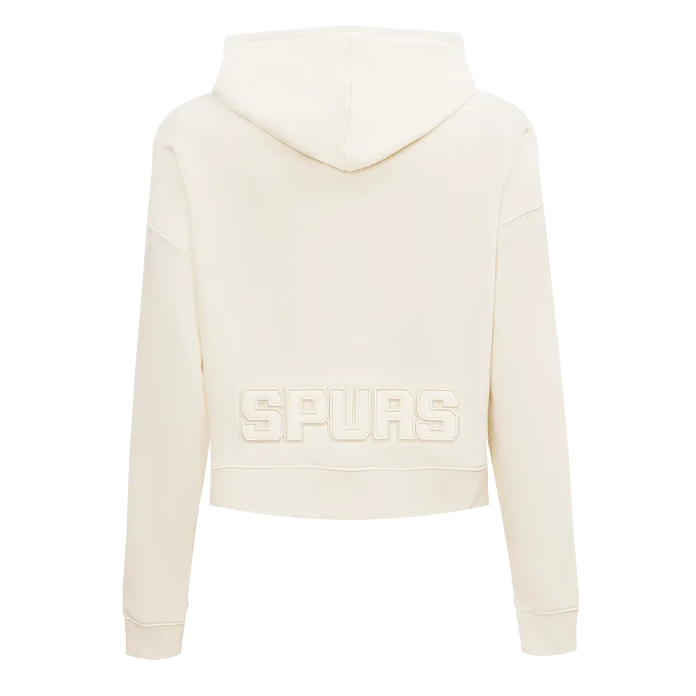 NBA SAN ANTONIO SPURS NEUTRAL WOMEN'S CROPPED PO HOODIE (EGGSHELL)