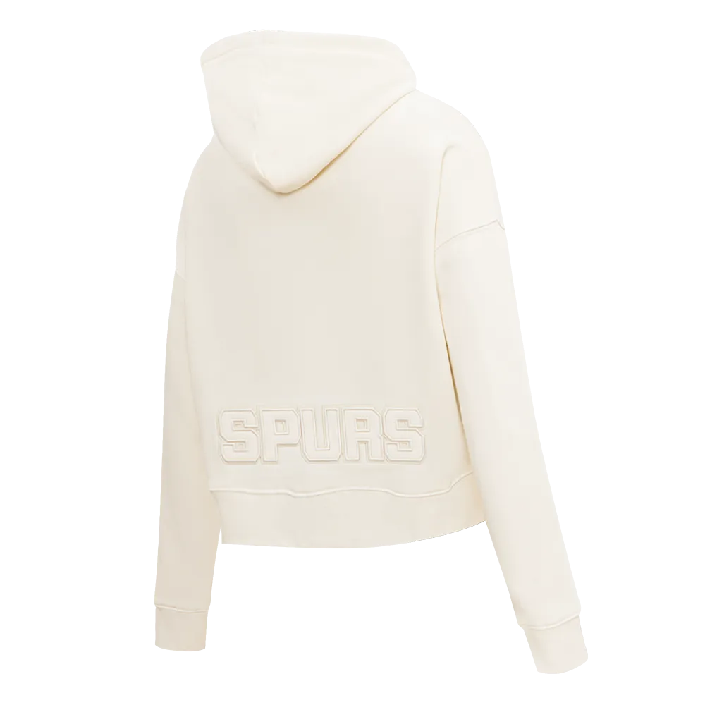 NBA SAN ANTONIO SPURS NEUTRAL WOMEN'S CROPPED PO HOODIE (EGGSHELL)