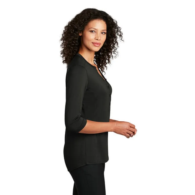 NEW JWMI - Port Authority ® Ladies UV Choice Pique Henley - Black