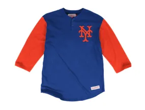 New York Mets Mitchell&Ness In The Clutch Henley Baseball Tee (TEAM COLORS)