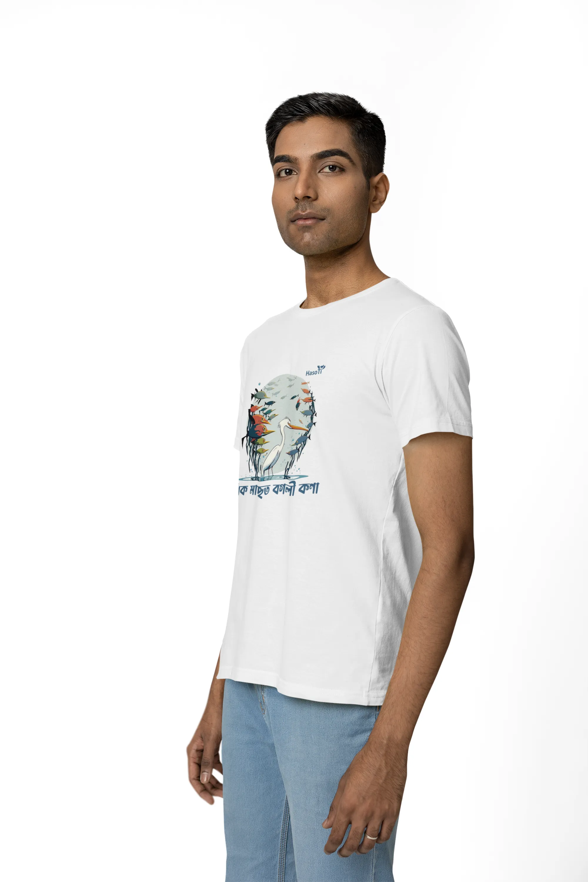 Odhik Masot Bogoli Kona | Assamese graphic printed t shirt | Regular | White | Men