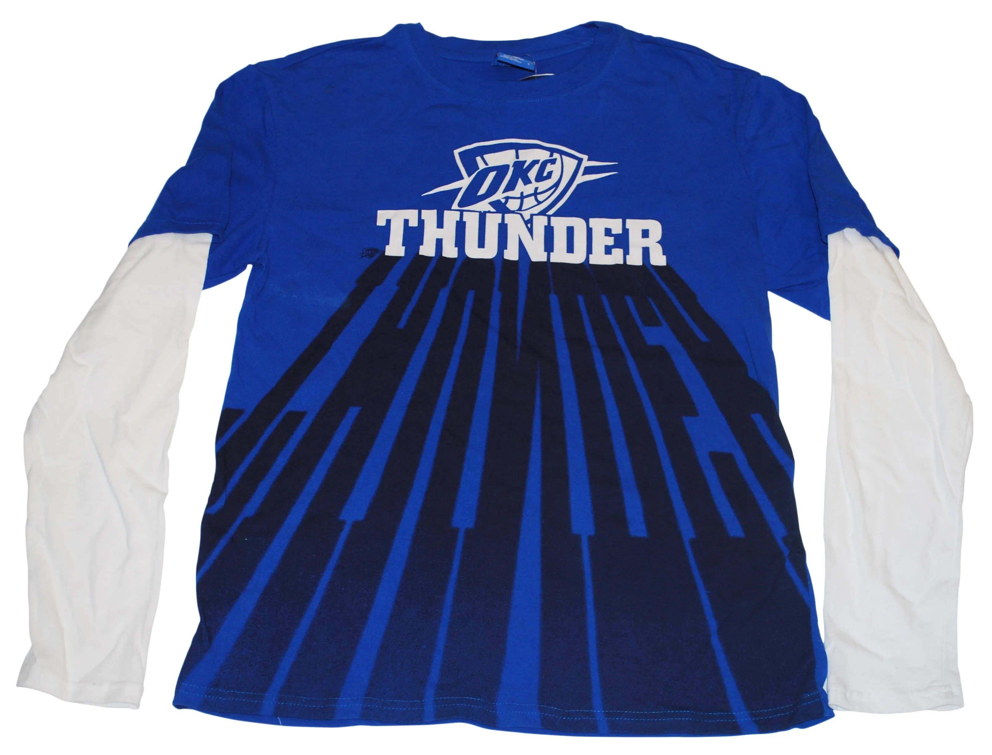 Oklahoma City Thunder UNK  Blue White Shadow Logo Long Sleeve T-Shirt (XL)