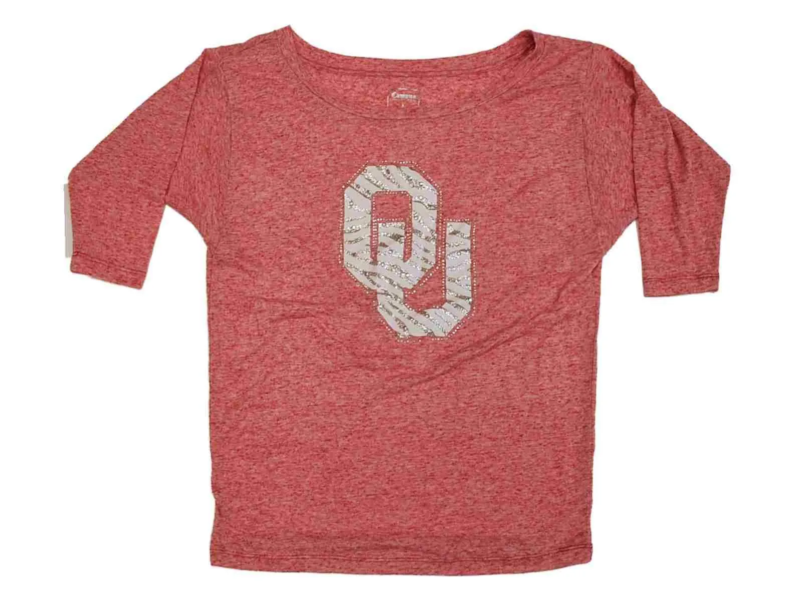 Oklahoma Sooners Campus Couture Sparkle Zebra 3/4 Sleeve Shirt Red (S)