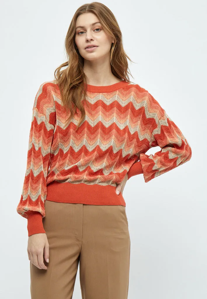 Olina Knit Pullover - ORANGE RUST ST