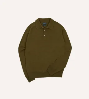 Olive Alpaca Wool Knitted Polo