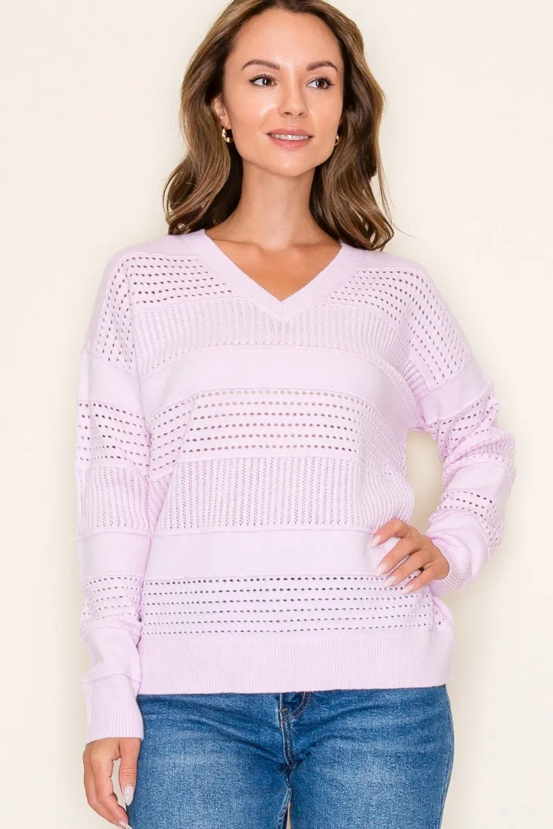 Open Knit Vneck Pullovers - 2 Colors!