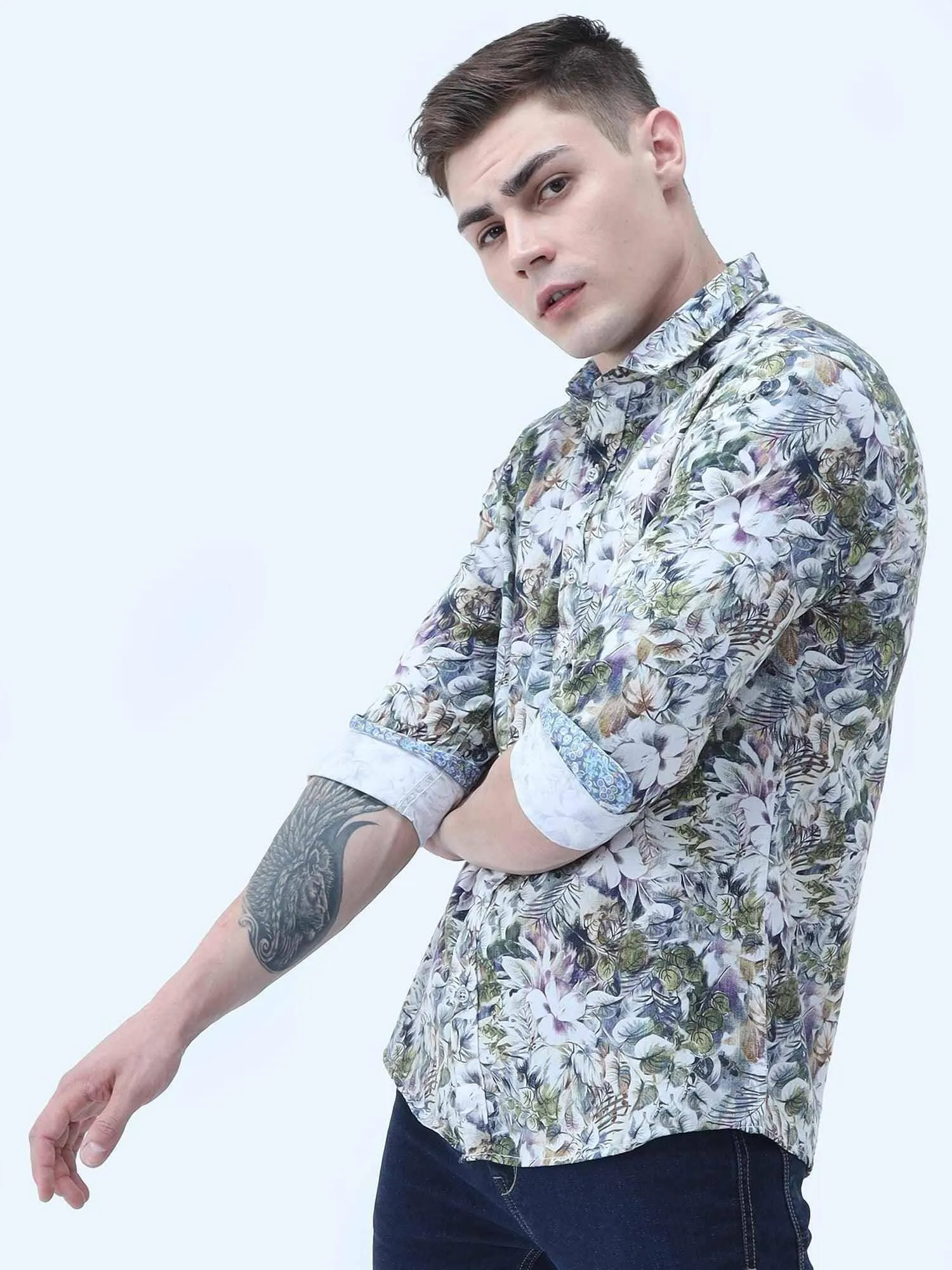 Pastel Floral Digital Printed Full Shirt