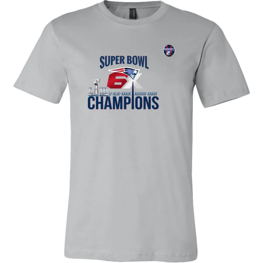 patriots Fan Shirt Mens Womens| nfl fan 6X champions T shirts| Graphic Tee (3 Colors)