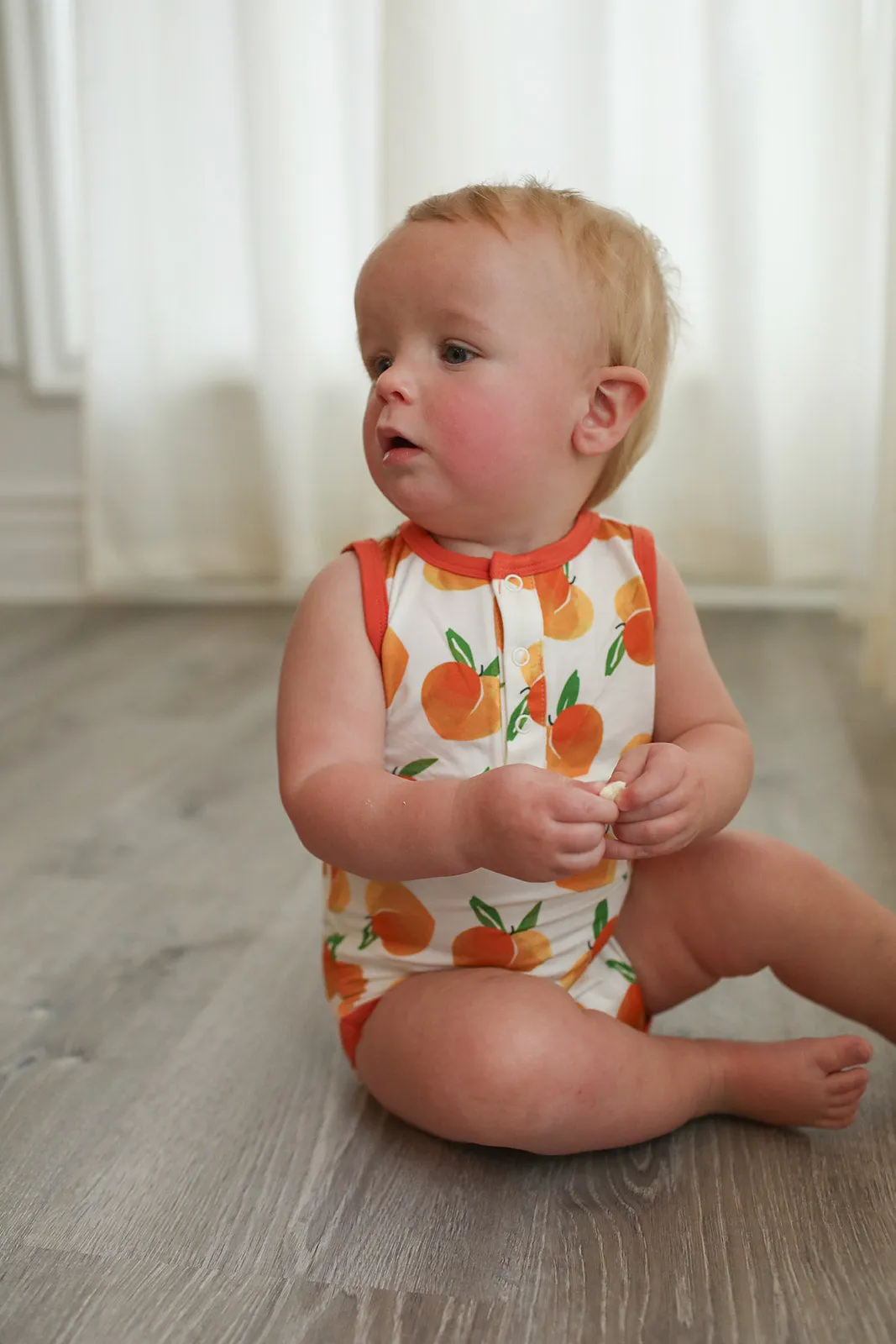 Peaches Bamboo Henley Onesie with Snaps