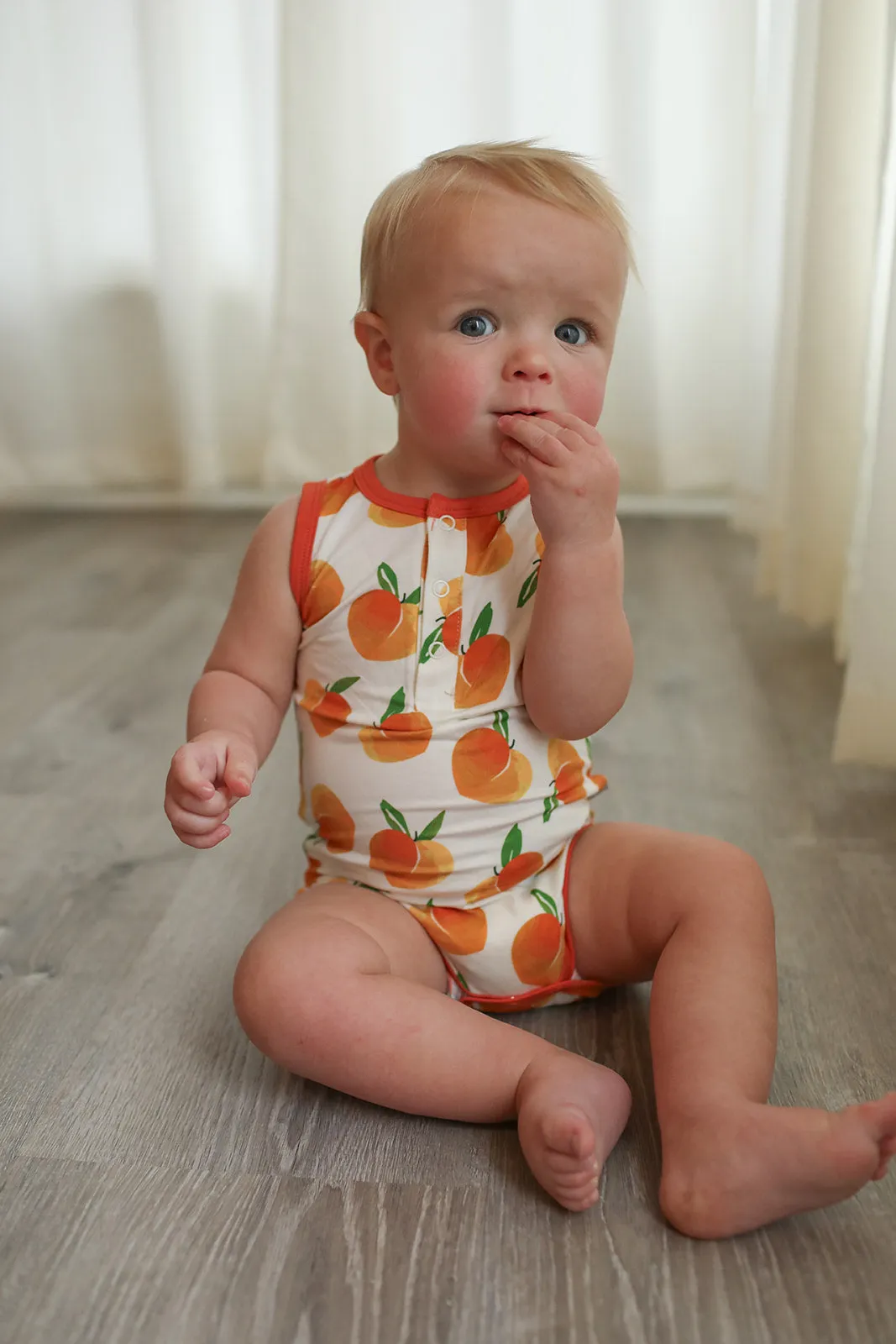 Peaches Bamboo Henley Onesie with Snaps