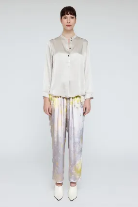 Pebble Satin Silver Mist Perfect Henley Blouse