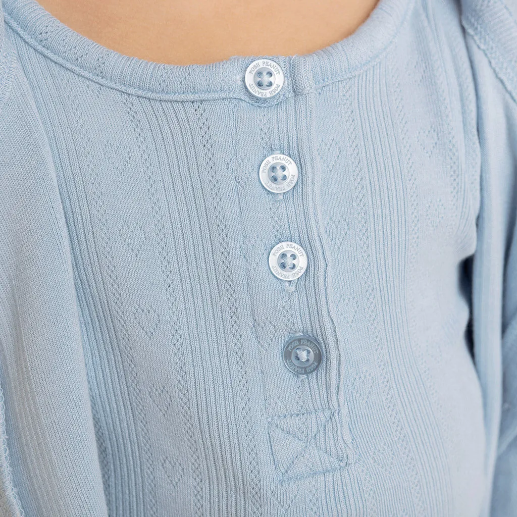 Periwinkle Pointelle Henley Top