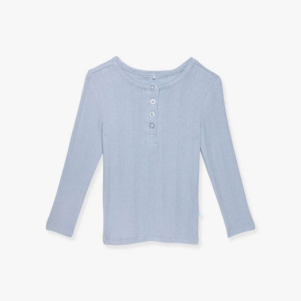 Periwinkle Pointelle Henley Top