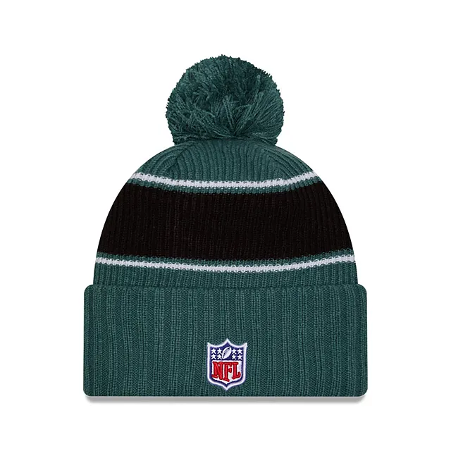 Philadelphia Eagles NFL New Era Men's Green 2024 Sideline Sport Knit Pom Hat