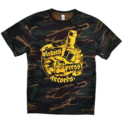 Pirates Press Records - Bottle - Yellow on Camo - T-Shirt