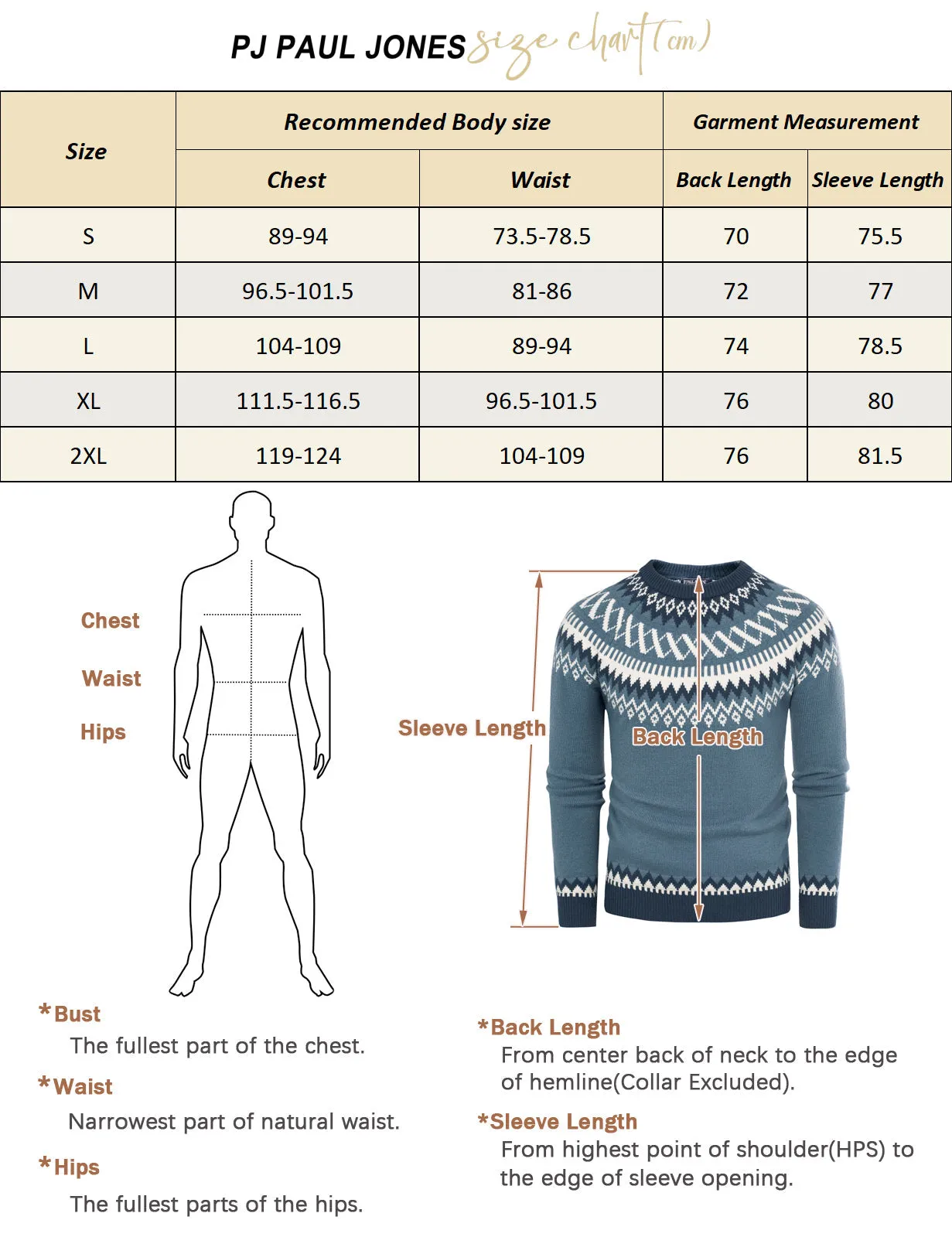 PJ Paul Jones Men's Fair Isle Crewneck Sweater Vintage Leisure Pattern Knit Long Sleeve Pullover Sweater