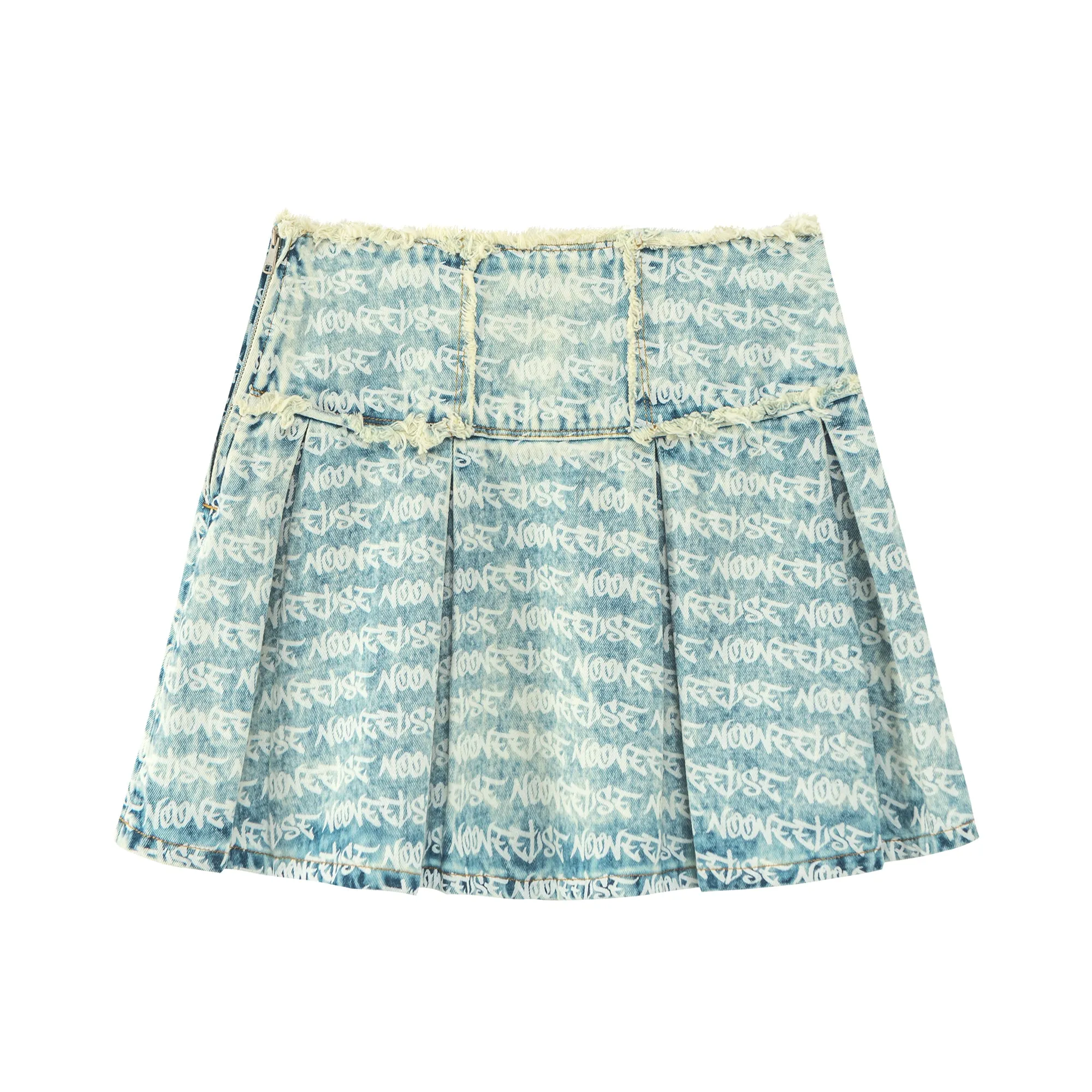 Pleated Denim Skirt