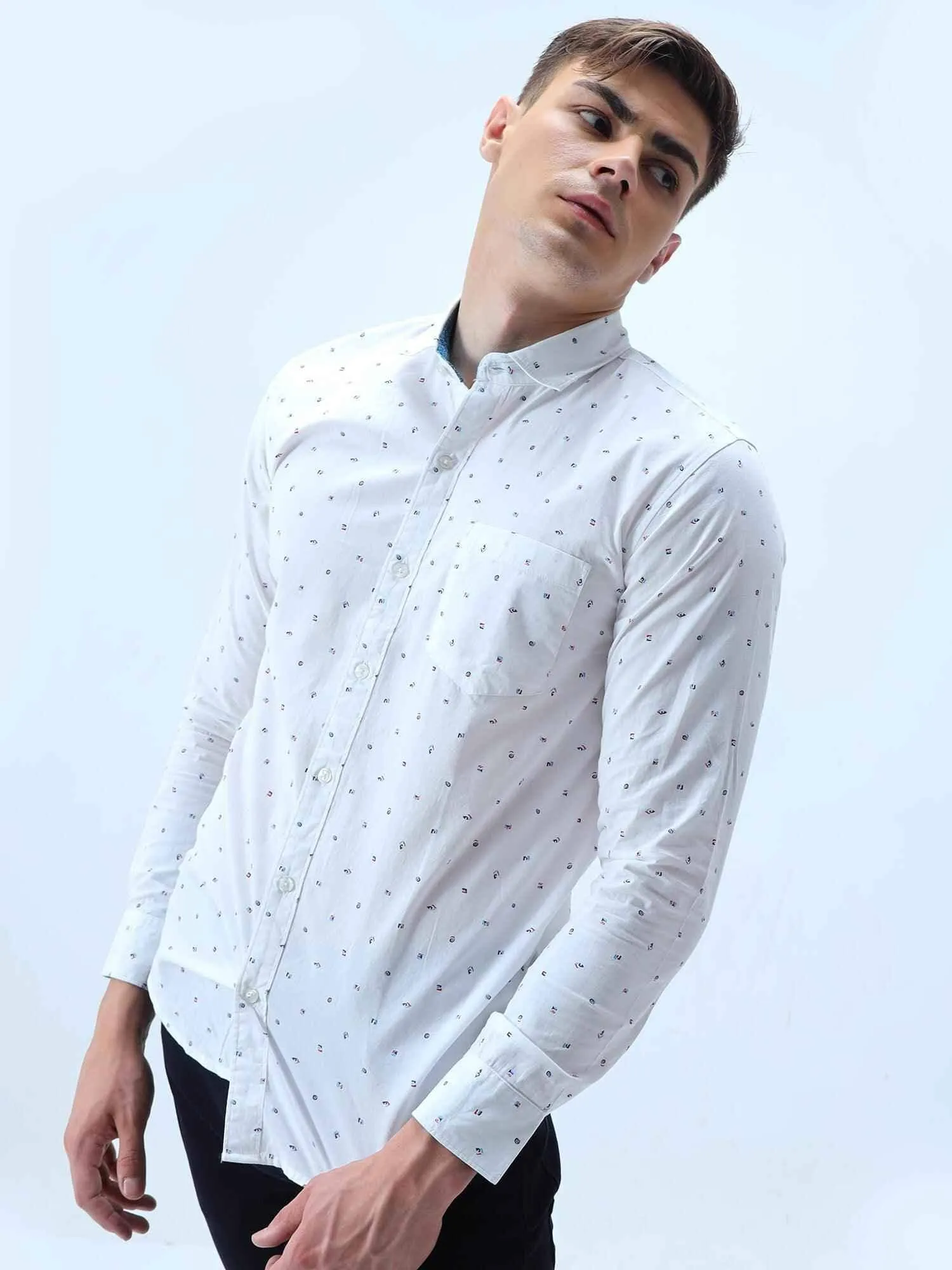 Premium - Black & White Flecked Office Party Full Shirt