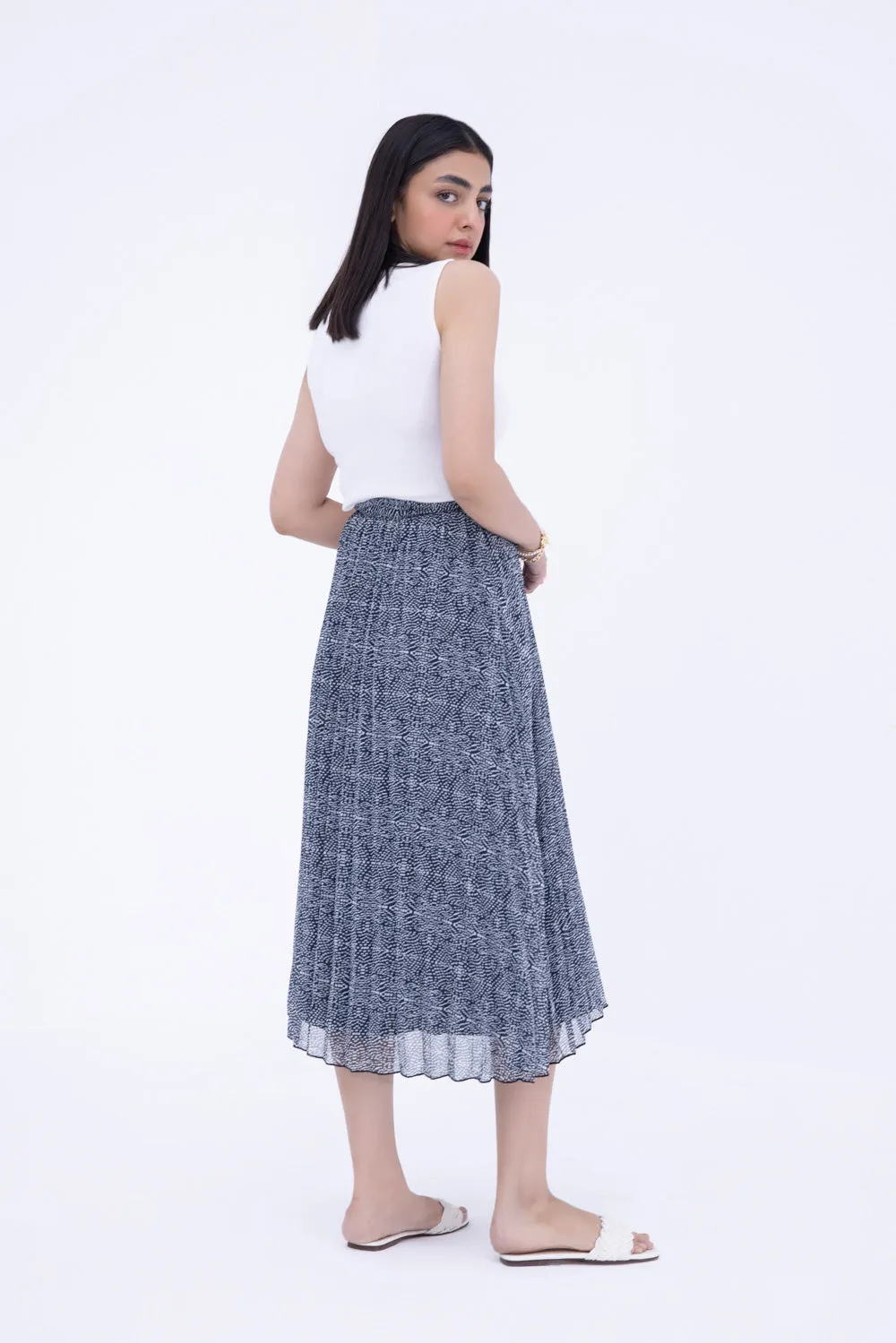 Printed Chiffon Pleated Skirt