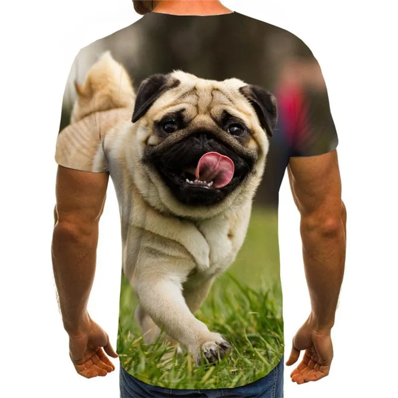 Pug dog tshirts Casual Puppy Cute animal male big Smart dogs Cool art costume