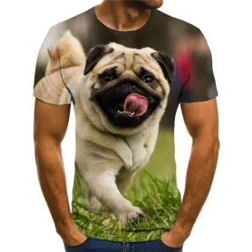 Pug dog tshirts Casual Puppy Cute animal male big Smart dogs Cool art costume