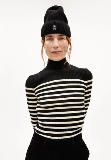 Pullover ALAANIA PLACED STRIPES black-oatmilk | ARMEDANGELS