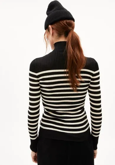 Pullover ALAANIA PLACED STRIPES black-oatmilk | ARMEDANGELS