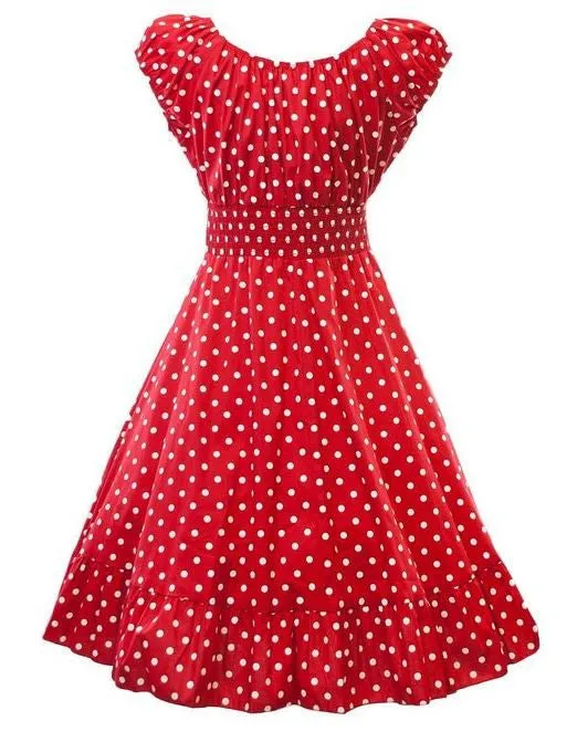 Retro 1950s Polka Dot Smock Swing Plus Size Fashion Dress Black or Red