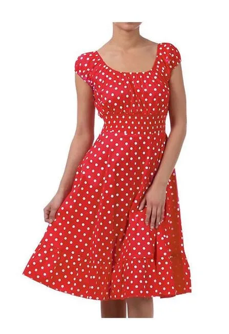 Retro 1950s Polka Dot Smock Swing Plus Size Fashion Dress Black or Red