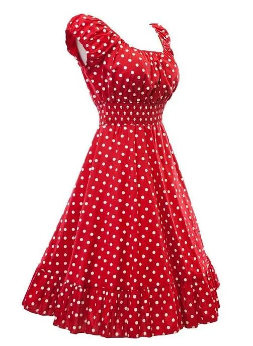 Retro 1950s Polka Dot Smock Swing Plus Size Fashion Dress Black or Red